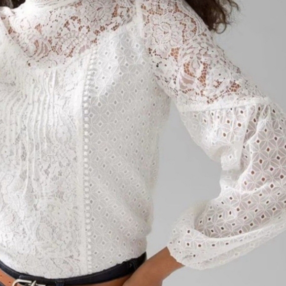 White House Black Market White Lace Blouse - Picture 3 of 13